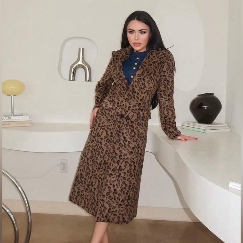 SHEIN Leopard Print Long Coat